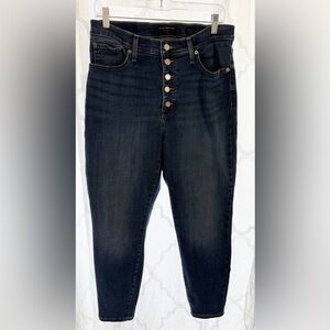 Lucky Brand 👖 Dark Indigo High-Rise Button-Fly Cropped Ankle Jeans  | Size 14/32